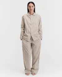 Bej-Beyaz Poplin Kadın Pijama Altı - 1