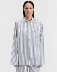 Mavi-Beyaz Poplin Kadın Pijama Üstü - 3