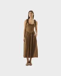 Paloma Maxi Kahverengi Kadın Elbise - 1