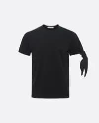 Kol Bağlama Detaylı Siyah Erkek T-Shirt - 0