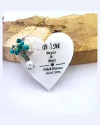25 Adet Epoksi El Yapımı Cipso Çiçekli Söz Nişan Düğün ve Özel Günler İçin Hediyelik Hatıra Magnet - 1